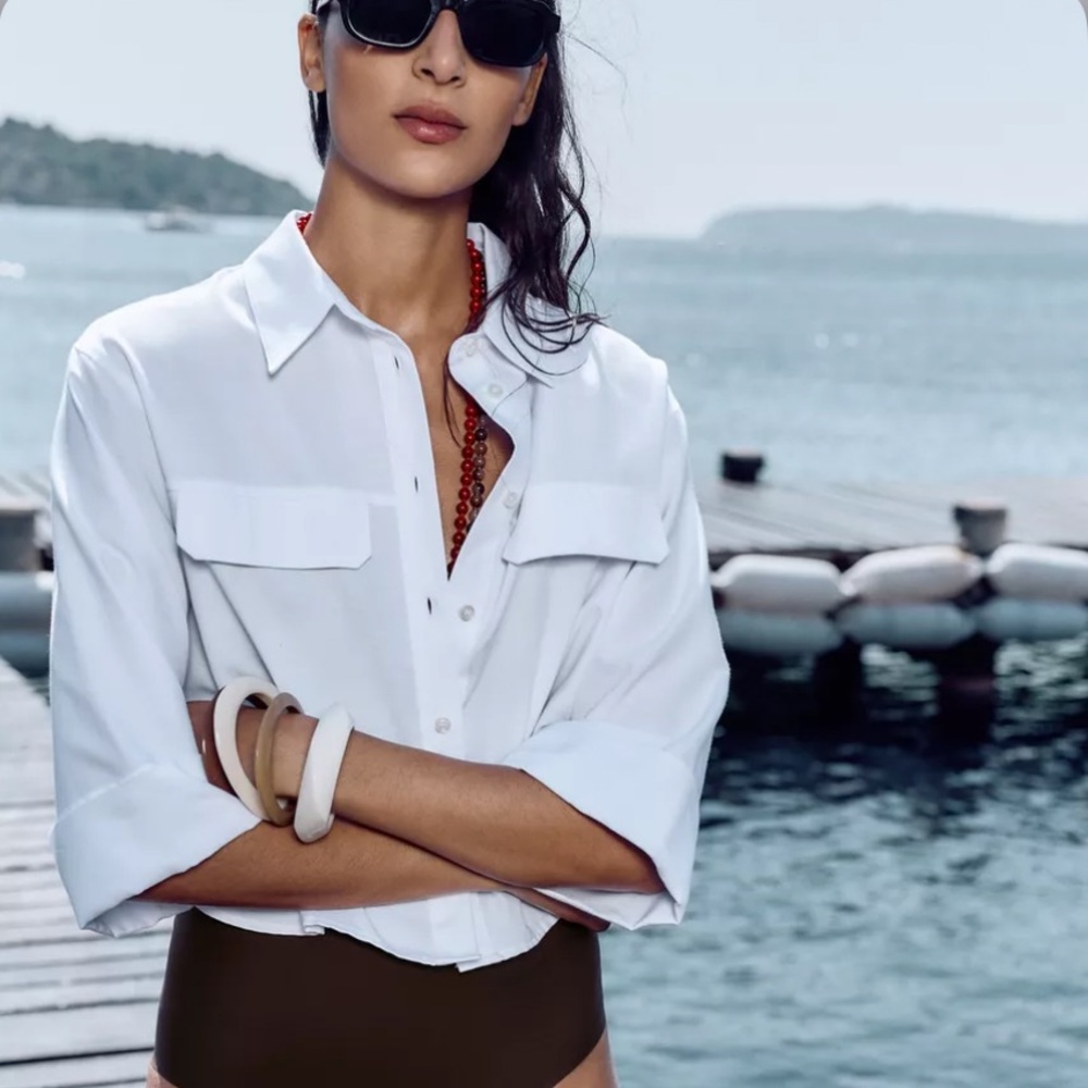 Linen white Love Tree White Cargo Pants and Jacket Set